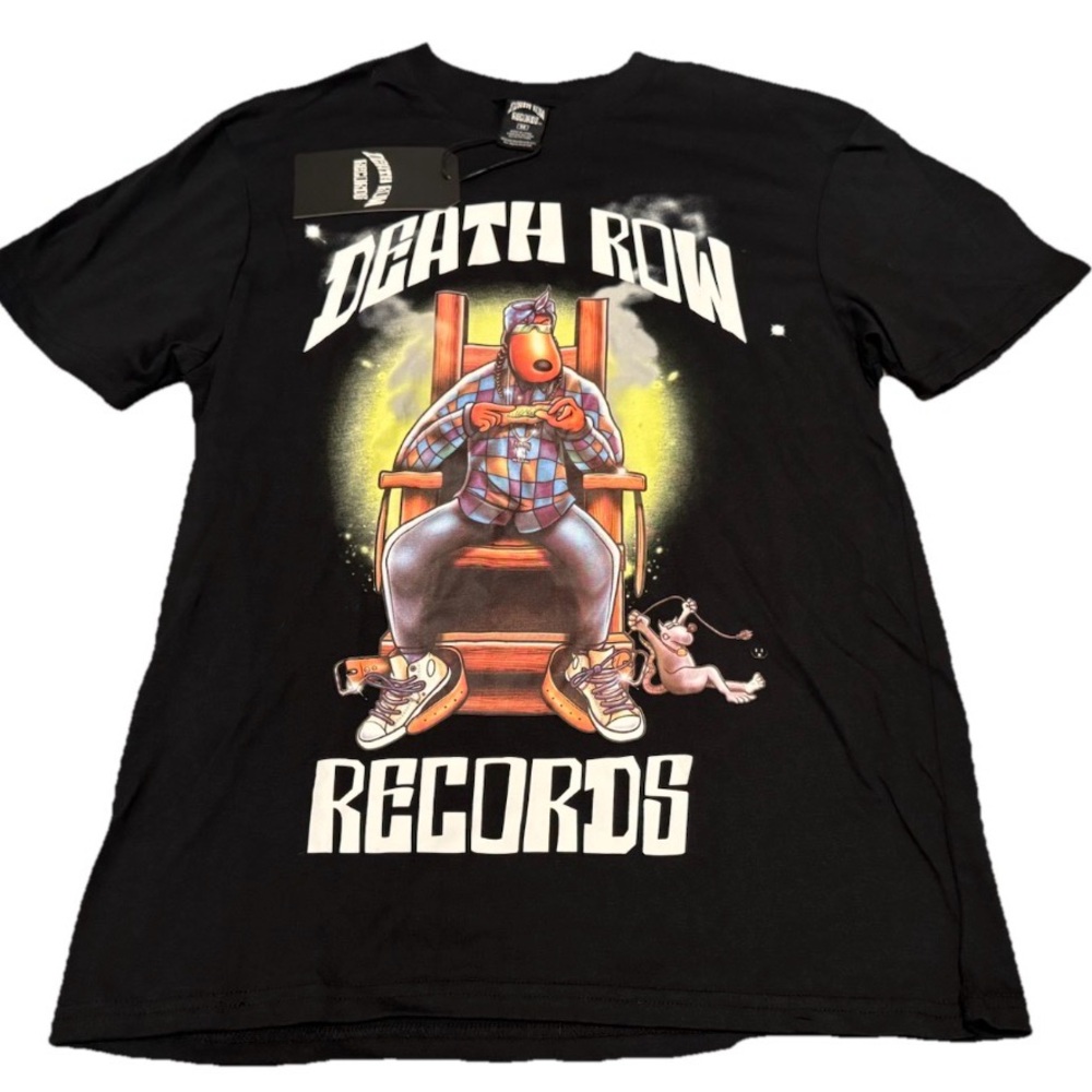 Death Row Records T-Shirt Men's Medium Black Graphic Print 90s Rap Short Sleeve